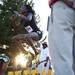 A girl jumps in the air before competing in the AAU Junior Olympics track competition on Monday, July 29. Daniel Brenner I AnnArbor.com